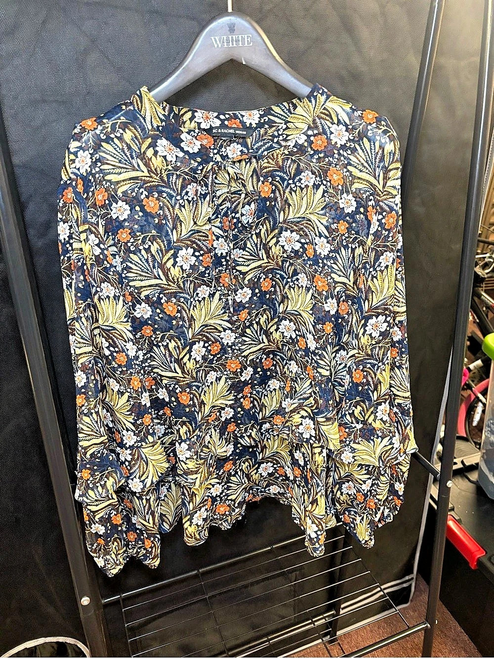 Floral Blouse in Blue & Orange